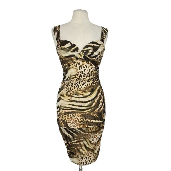 Marciano Animal Print Midi Dress - Brown and Cream - Picture 1 of 9